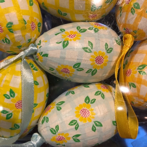 Cottontale 12 Gingham Foam Fabric Pastel Easter Eggs Retro Deco Party Ornaments - Picture 2 of 8